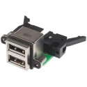Amphenol Communications Solutions Right Angle Through Hole Female 2 Port USB Type A Connector IP67 USB 2.0 MUSBC21130