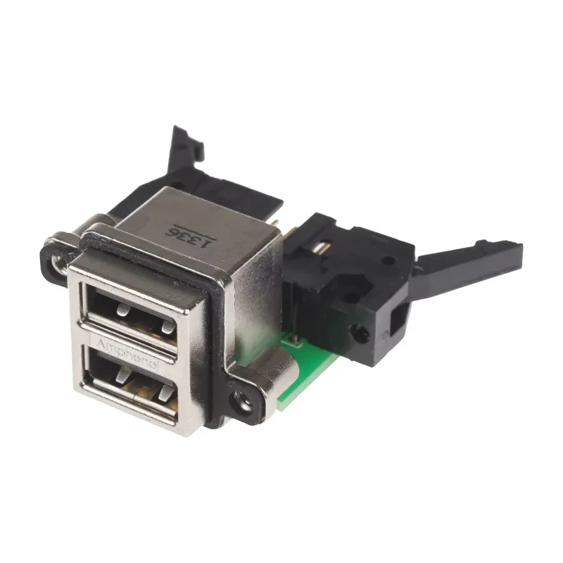 Amphenol Communications Solutions Right Angle Through Hole Female 2 Port USB Type A Connector IP67 USB 2.0 MUSBC21130