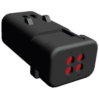 TE Connectivity AMPSEAL 16 Automotive Connector Male Red Clip 4 Way Crimp Termination 776488-1