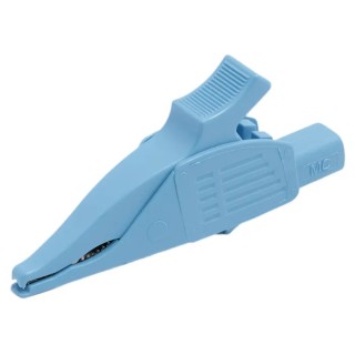 Staubli Blue Crocodile Clip with Brass Contact, 32A Current Rating, Insulated Thermoplastic Elastomer, Model 66.9575-23