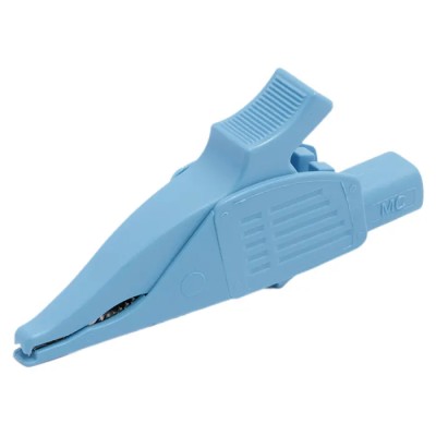 Staubli Blue Crocodile Clip with Brass Contact, 32A Current Rating, Insulated Thermoplastic Elastomer, Model 66.9575-23