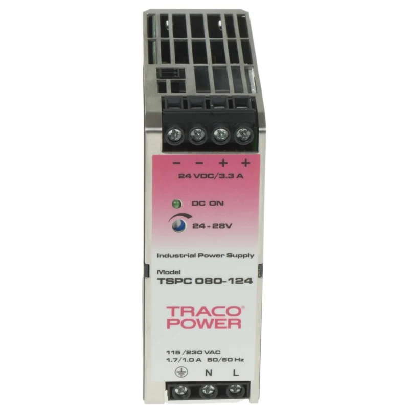 TRACOPOWER Switched Mode DIN Rail Power Supply 132V AC Input 28V DC, 3.3 A Output, 80W TSPC 080-124