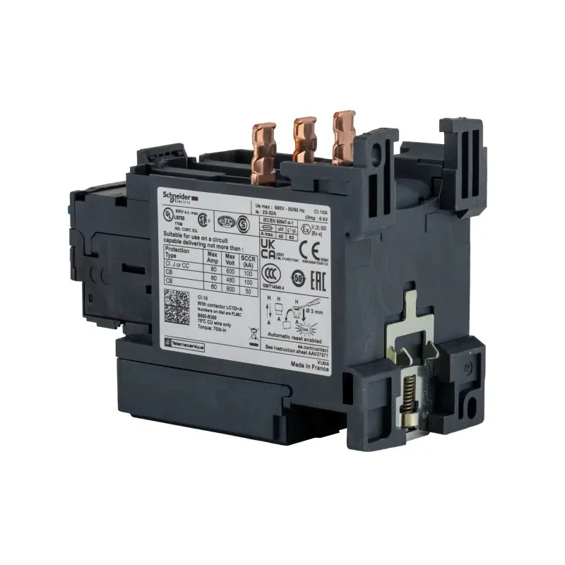 Schneider Electric Thermal Overload Relay 1 NO/1 NC 23A 32A F.L.C 32A Contact Rating 22 kW 3 Pole LRD332