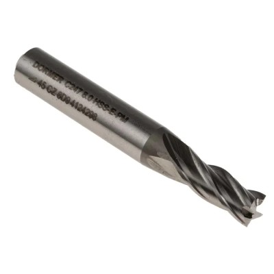 Dormer End Mill, 8 mm Cutter Diameter, HSS Material, Weldon 10mm Shank, 19 mm Cut Length C2478.0