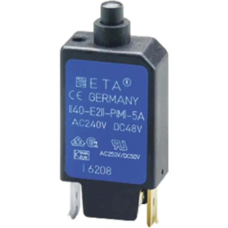 ETA 1140-E Thermal Circuit Breaker 4A Current Rating 1-Pole Base Mount Type 250V AC 50V DC Rated Voltage 1140-E211-P1M1-4A