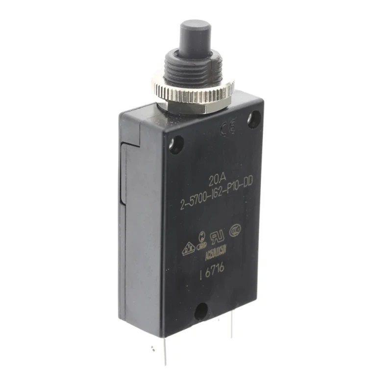 ETA 2 5700 Thermal Circuit Breaker 20A Current Rating 1-Pole Panel Mount 2-5700-IG2-P10-DD-000040-20A