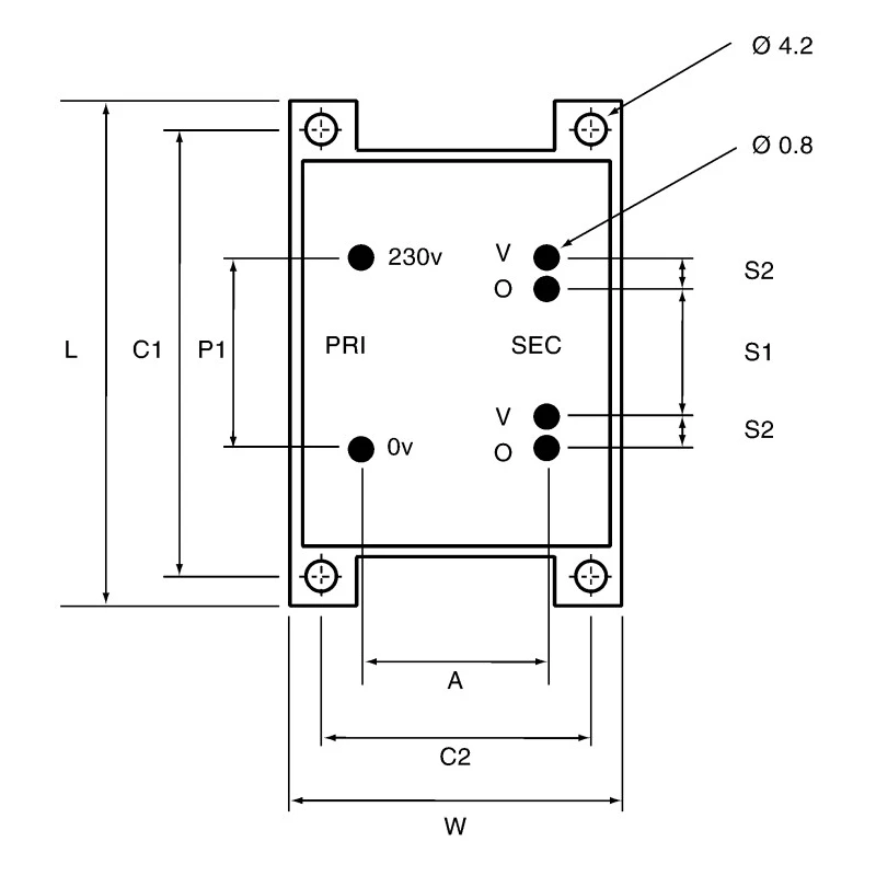 Block 18 V AC 1 Output Through Hole PCB Transformer, 50 VA, 230 V AC Primary, Model VCM 50/1/18