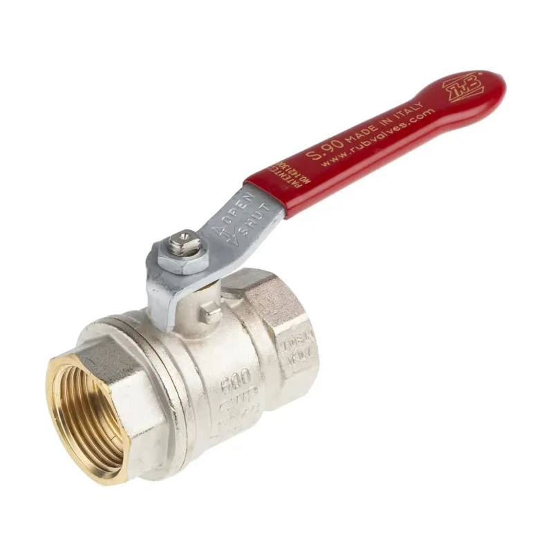 RS PRO Brass Threaded 2-Way BSPP Ball Valve 1 inch, 40 bar Pressure, PVC Coated Steel Handle 733-5136