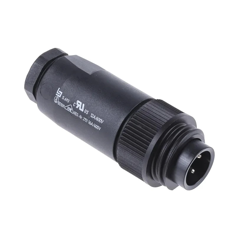 binder Industrial Circular Connector 4 Contacts Cable Plug Male IP67 400V 16A 693 Series 99-4221-14-04