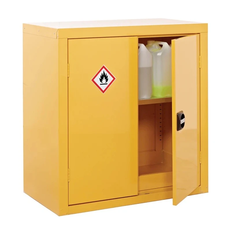RS PRO Yellow Steel Lockable 2 Door Hazardous Substance Cabinet 900 mm x 900 mm x 460 mm 733-4903