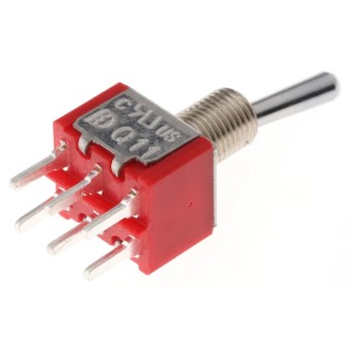 RS PRO PCB Mount Toggle Switch ON-(ON) DPDT Through Hole Terminal 26 V dc 112 V ac 734-7034