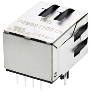 Wurth Elektronik Shielded Female RJ45 Magnetic Jack Connector PCB Mount 1 Port RJ45 