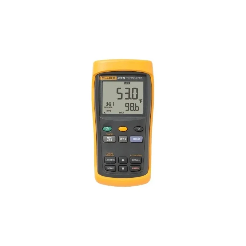 Fluke Wired Digital Thermometer 1 Input, Type R/J/E/N/K/T/S Probe Compatibility, 1767°C Max, ±0.05% + 0.3°C Accuracy 3621096