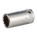 STAHLWILLE 1/4 in Drive 8 mm 12 Point Square Socket, Chrome, Steel, 23mm Overall Length 01030008