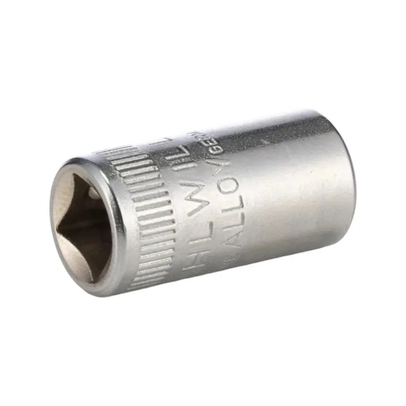 STAHLWILLE 1/4 in Drive 8 mm 12 Point Square Socket, Chrome, Steel, 23mm Overall Length 01030008
