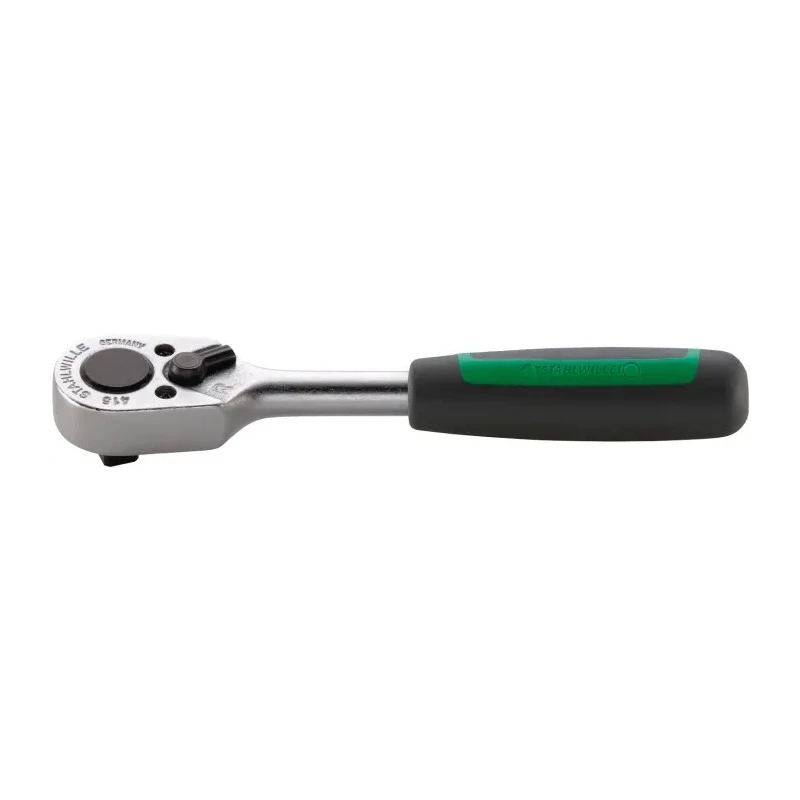 STAHLWILLE 1/4 in Ratchet with Ratchet Handle, 117mm Overall Length, Alloy Steel Chrome Finish 415-2K 11111010