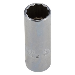 STAHLWILLE 13 mm 12 Point Deep Socket 1/4 in Drive Square, Chrome Finish, 50mm Overall Length 01240013
