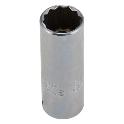 STAHLWILLE 13 mm 12 Point Deep Socket 1/4 in Drive Square, Chrome Finish, 50mm Overall Length 01240013