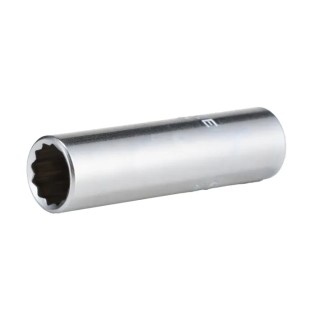 STAHLWILLE 1/4 in Drive 3/8 in 12 Point Square Chrome Plated Steel Deep Socket 50mm Length 01640024
