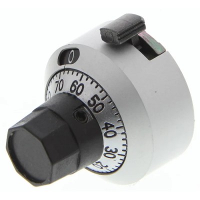 Bourns Chrome Satin Dial Potentiometer Knob 22.2 mm Diameter 21.3 mm Height for 6.35 mm Circular Shaft H-22-6A