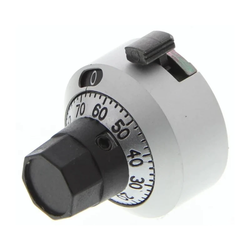 Bourns Chrome Satin Dial Potentiometer Knob 22.2 mm Diameter 21.3 mm Height for 6.35 mm Circular Shaft H-22-6A