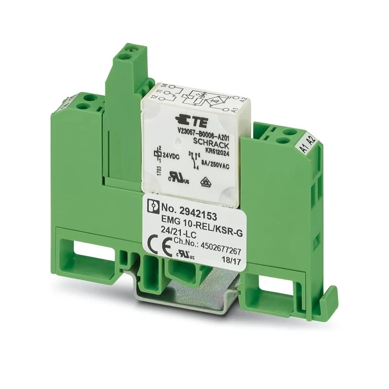 Phoenix Contact DIN Rail Interface Relay 24V dc Coil 8A Switching Current SPDT 2942153
