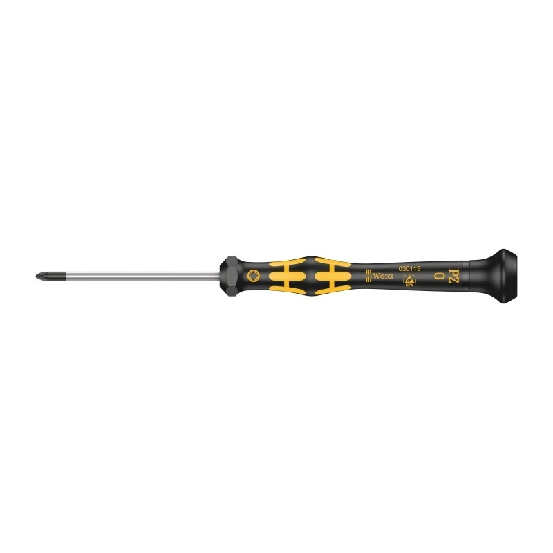 Wera Precision Screwdriver, PZ0 Tip, 60 mm Blade, Bi-Material Handle, ESD Safe, 157 mm Overall 05030115001