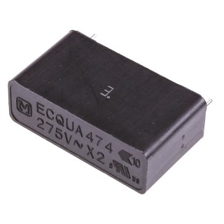 Panasonic ECQUA Film Capacitor X2, ±20%, 470 nF 275V AC Through Hole ECQUAAF474MA