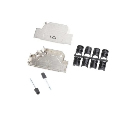 Amphenol Communications Solutions 8655MHR Series Die Cast Zinc Angled D-Sub Backshell 37 Way Strain Relief 8655MHRA3701KLF