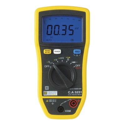 Chauvin Arnoux Handheld Digital True RMS Multimeter 6,000 Counts Backlit Display CAT III CAT IV 1kV CA 5231 P01196731