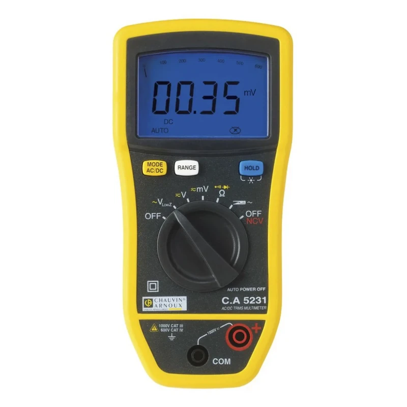 Chauvin Arnoux Handheld Digital True RMS Multimeter 6,000 Counts Backlit Display CAT III CAT IV 1kV CA 5231 P01196731