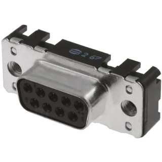 HARTING 0966 9 Way Straight 2.74 mm Pitch Through Hole D-Sub Connector with Board Lock 09661556511