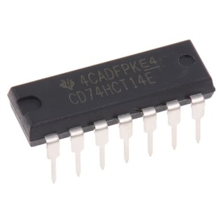 Texas Instruments Schmitt Trigger Input Inverter Logic IC CD74HCT14E 6 Elements, 14-Pin PDIP
