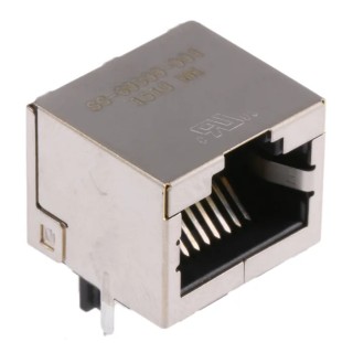 Bel-Stewart Shielded Cat6a RJ45 Female Modular Jack Connector, Through Hole, Right Angle, 1 Port 8 Way  RJ45