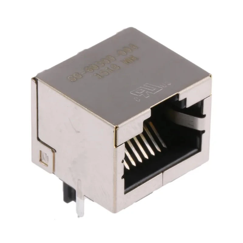 Bel-Stewart Shielded Cat6a RJ45 Female Modular Jack Connector, Through Hole, Right Angle, 1 Port 8 Way  RJ45