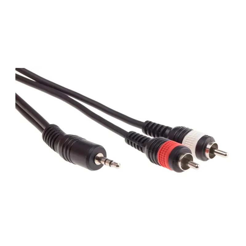 RS PRO Male 3.5 mm Stereo Jack to Male RCA x 2 Auxiliary Cable, Black, 10 m 742-4554
