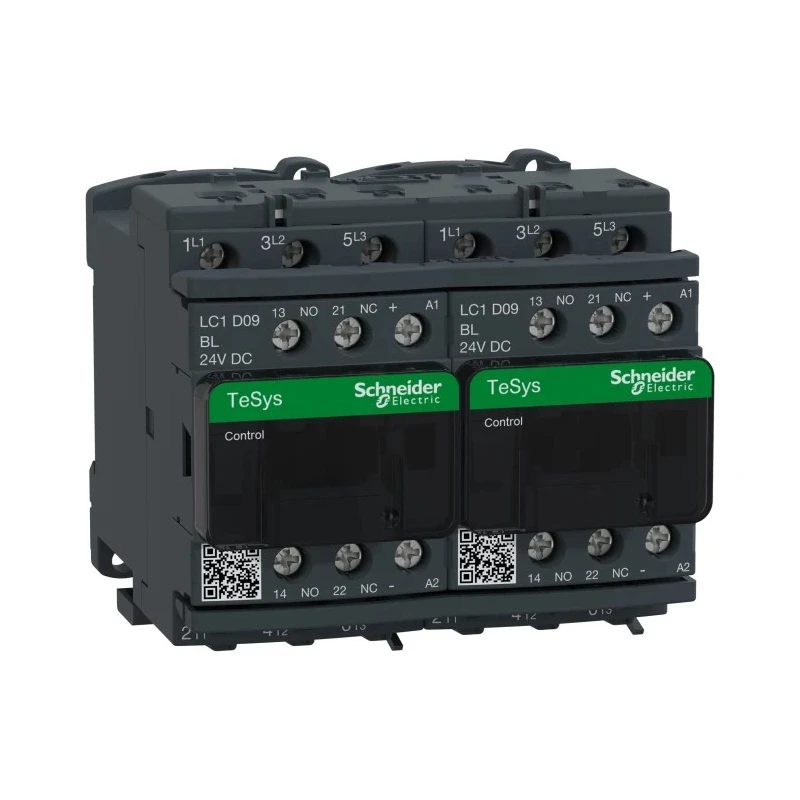 Schneider Electric TeSys D Reversing Contactor 24V DC Coil 3-Pole 9A 5.5kW 3 NO 690V AC LC2D09BLV
