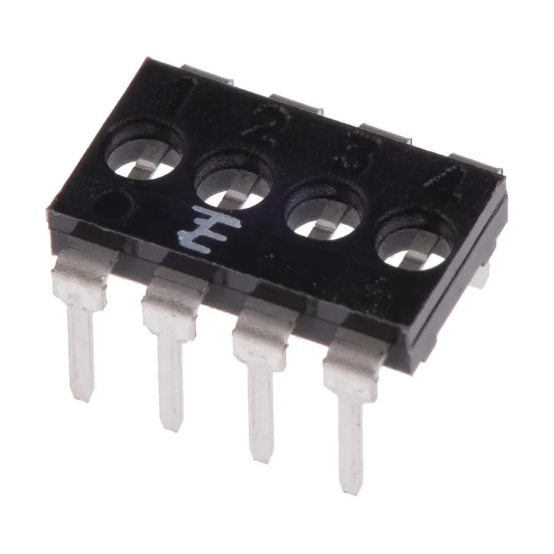 TE Connectivity AMPMODU Shunt Straight Male Black DIP Switch 8 Way 4 Row 2.54mm Pitch 1825190-3