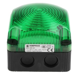 Werma Green LED Beacon BWM 853 Series 230V AC Steady, Wall, Ceiling, Base Mount 853.200.60