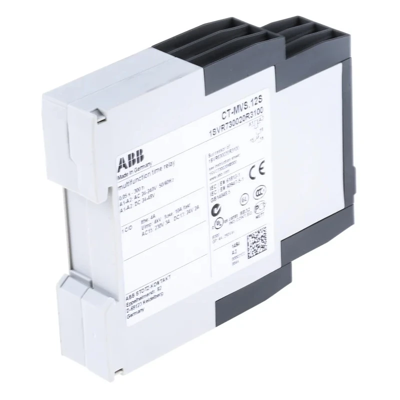 ABB LED Timer Relay with Multifunction Control, 2 C/O (SPDT) Contacts, 0.05 s to 300 h 1SVR730020R3100 CT-MVS.12S