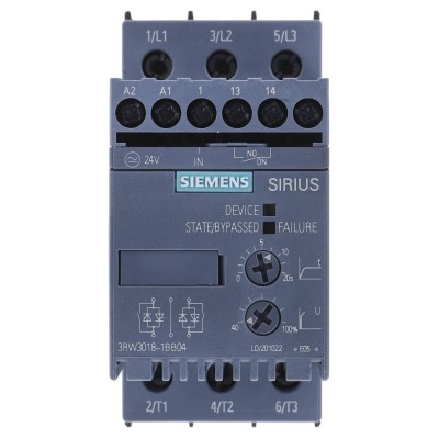 Siemens 3 Phase Soft Starter 7.5 kW 400V AC IP20 3RW3018-1BB04