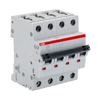 ABB System Pro M Compact S200 Miniature Circuit Breaker, 4-Pole, 63A, Type B, 400V AC, 10 kA 2CDS254001R0635 S204-B63