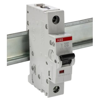 ABB System Pro M Compact S200 Miniature Circuit Breaker, 1-Pole, 13A, Type C, 230V AC, 72V DC, 10kA 2CDS251001R0134 S201-C13