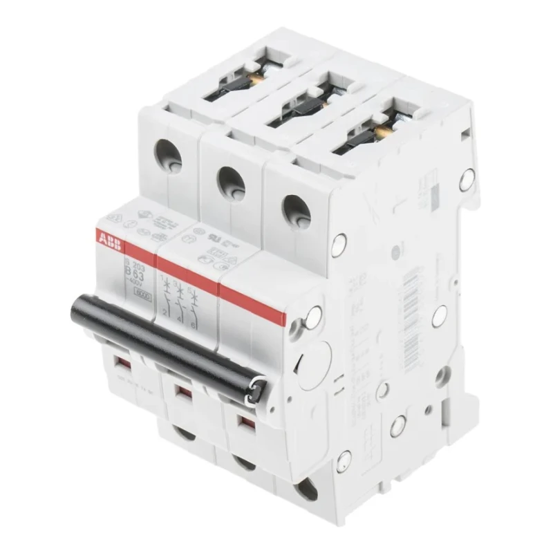 ABB System Pro M Compact S200 Miniature Circuit Breaker, 3-Pole, 63A, Type B, 400V AC, 10 kA 2CDS253001R0635 S203-B63