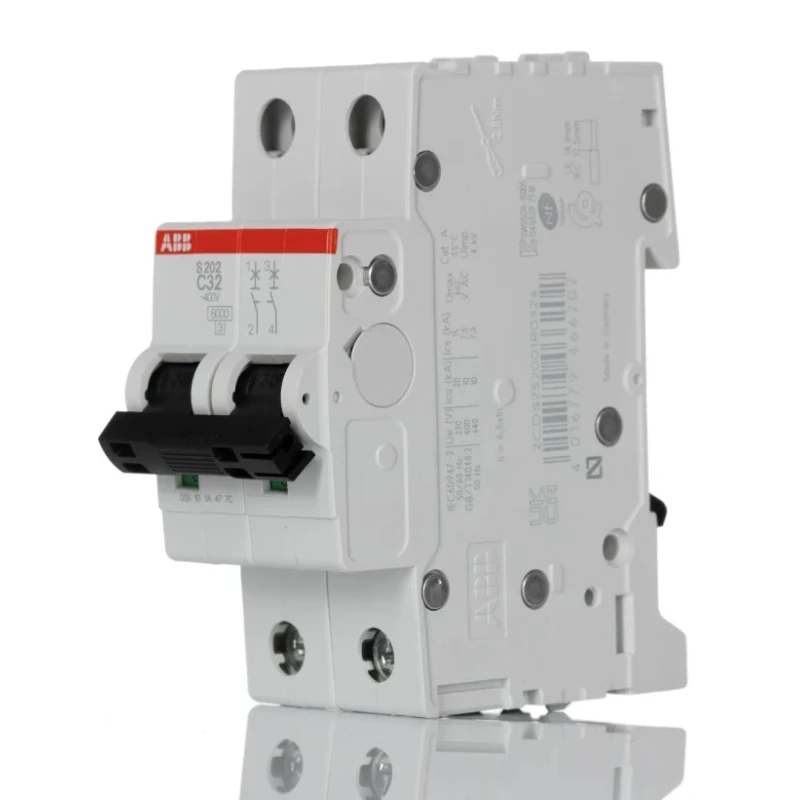 ABB System Pro M Compact S200 Miniature Circuit Breaker, 2-Pole, 32A, Type C, 400V AC, 125V DC, 6 2CDS252001R0324 S202-C32