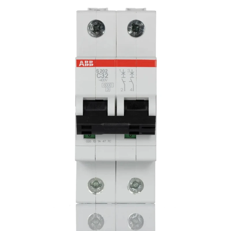 ABB System Pro M Compact S200 Miniature Circuit Breaker, 2-Pole, 32A, Type C, 400V AC, 125V DC, 6 2CDS252001R0324 S202-C32