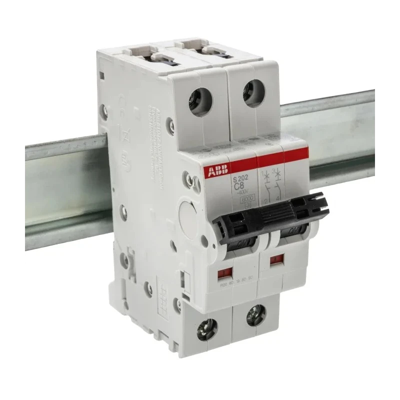 ABB System Pro M Compact S200 Miniature Circuit Breaker 2-Pole 8A Type C 400V AC 125V DC 10kA 2CDS252001R0084 S202-C8