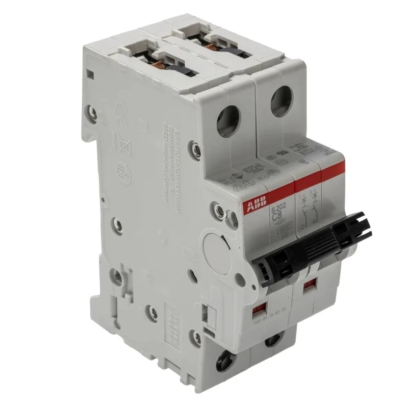 ABB System Pro M Compact S200 Miniature Circuit Breaker 2-Pole 8A Type C 400V AC 125V DC 10kA 2CDS252001R0084 S202-C8