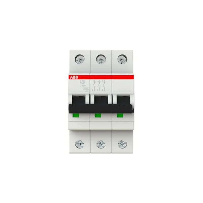 ABB System Pro M Compact S200 Miniature Circuit Breaker 3-Pole 40A Type C 400V AC 12V DC 6 kA 2CDS253001R0404 S203-C40