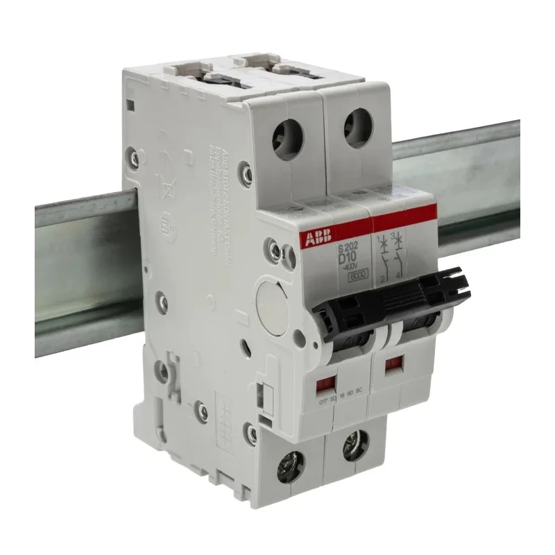 ABB System Pro M Compact S200 Miniature Circuit Breaker, 2-Pole, 10A, Type D Tripping, 400V AC 2CDS252001R0101 S202-D10